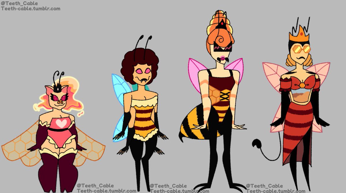 Queen Bee redesigns for fun

#HelluvaBoss #HelluvaBossFanart #HelluvaBossBeelzebub #HelluvaBossBee