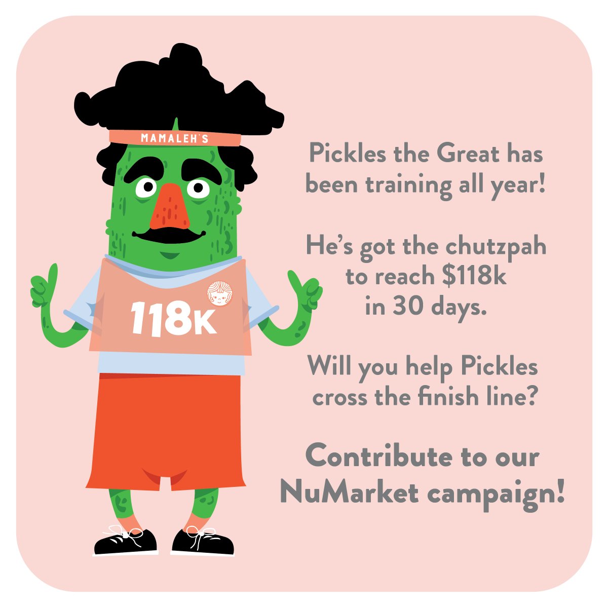 OH YEAH GUYS ... Check this out!!! Another opportunity for you to get 20% MORE Mamaleh's!! 🎉numarket.co/fund/mamalehs 🎉 . . . Help Pickles the Great get to the finish line by contributing! Can be used for Nationwide Shipping, too!! <a href="/NuMarket_co/">NuMarket</a> and <a href="/Rchanowski/">Ross Chanowski</a> LET'S DO THIS!