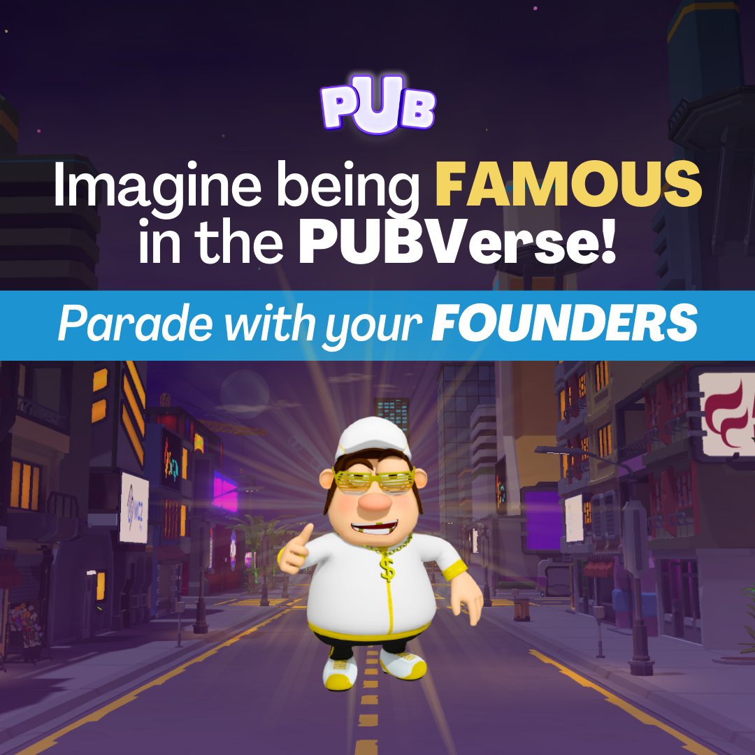 IoPubgame's tweet photo. Imagine being famous within PUBVerse!

Become a Founder and show off in style, flaunting your elite status for all to see.

Be recognized as a pioneer of the PUBverse and be a part of history. 

https://t.co/ieY0HDVPg1

#Founder #PubVerse #Metaverso #FoundersCollection https://t.co/jq6V6jDeu2