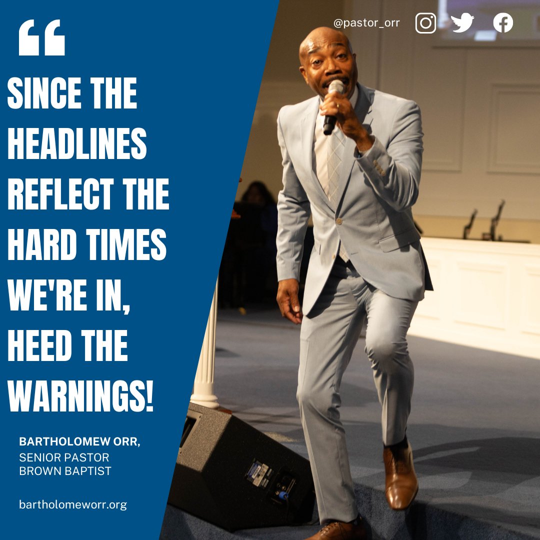 Are you ignoring some warning signs that are setting you back? If you missed my sermon, 'This Is No False Alarm,' check us out on YouTube at Brown Missionary Baptist Church. 💙

#PastorOrr #TheFlyingPreacher #BrownBaptist #BartholomewOrr #BMBC #NoFalseAlarm #sermon #quote