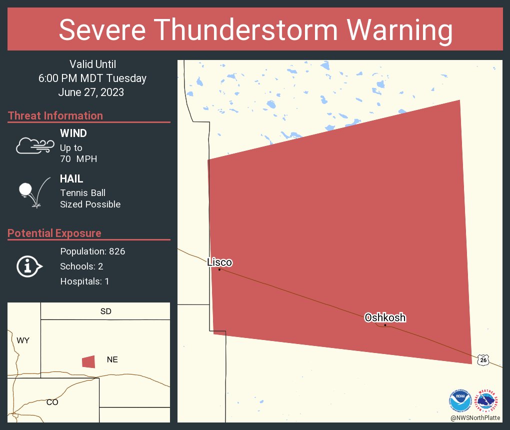 NWS North Platte on Twitter "Severe Thunderstorm Warning continues for