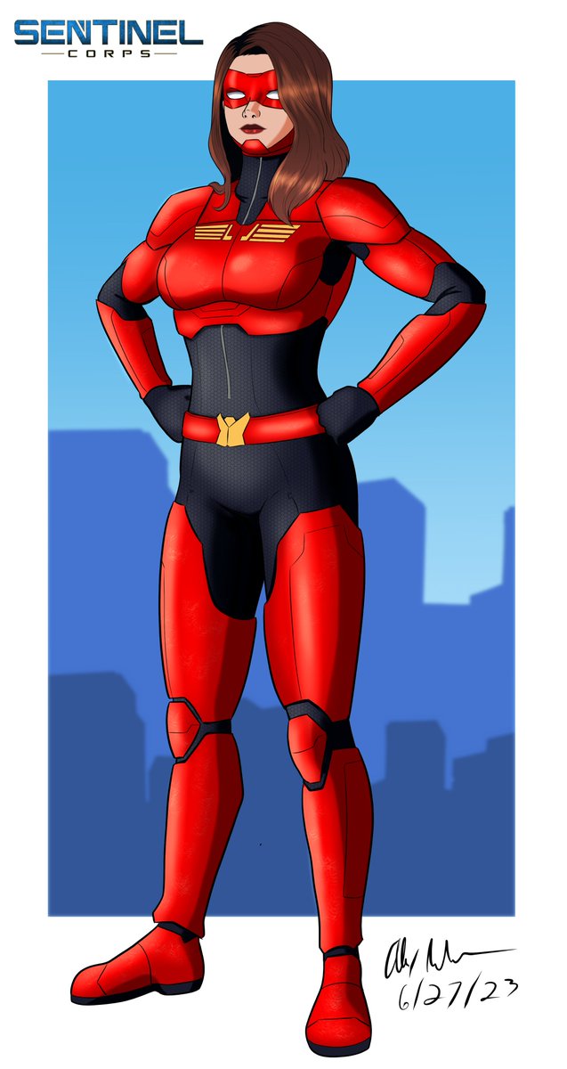 A quick, full body illustration of Crimson Glory from the Sentinel Corps.
#superhero #superheroine #comic #comicbook #sentinelcorps #indiecomics #indiecomicbook #oc #art #digitalart #illustration