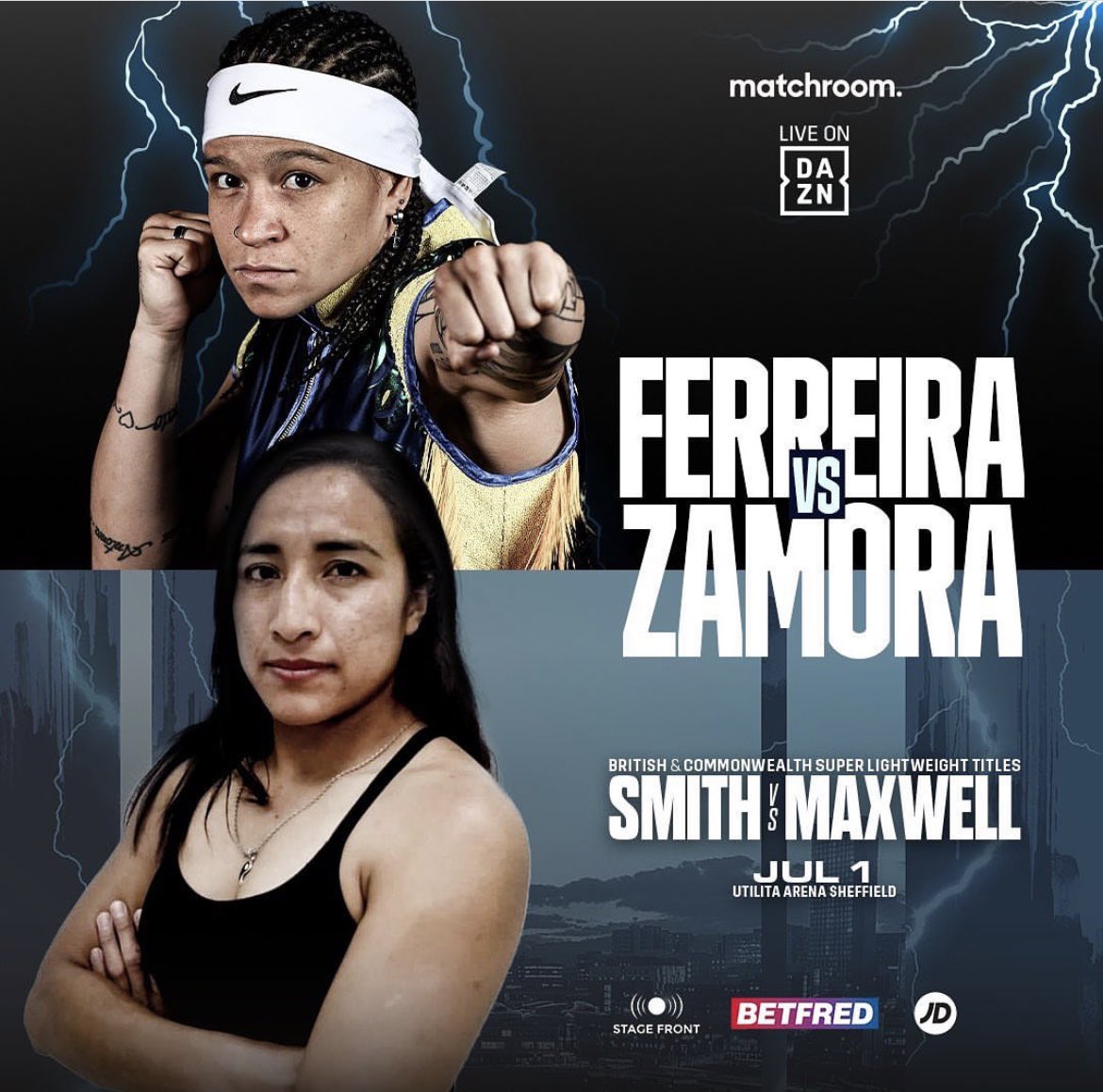#FightWeek
Brazil’s @BFerreira60kg (2-0, 1KO) vs Mexico’s Karla Ramos Zamora (10-9-1, 3KOs) in a super feather 8 rounder Saturday live on DAZN