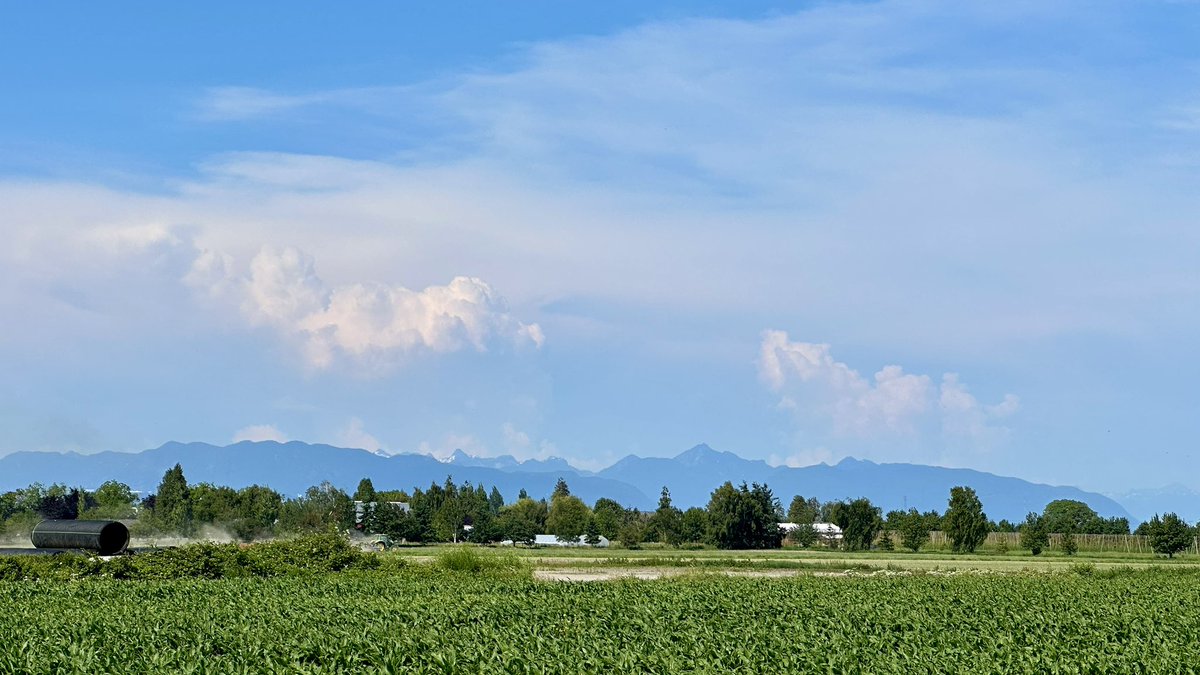 Another day of #convection bubbling up in our #CoastMountains of #BC as seen looking North from #DeltaBC —sadly another day of them unable to make it into the lowlands… so close, yet so far!

#ShareYourWeather #BCwx #BCstorm