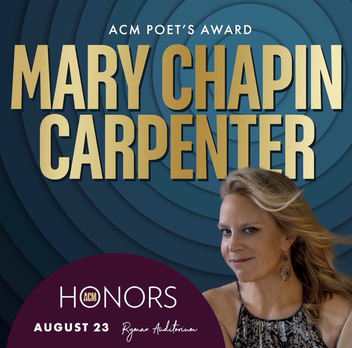 I’ve said for more than 3 decades that Mary Chapin Carpenter is the poet laureate of country music. And I’m thrilled that my musical muse is being recognized this year with the @CMAAAcademyCM Poet’s Award! #whywalk #thisislove #hometowngirl