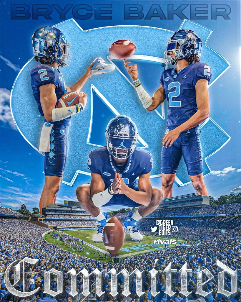 Bryce Baker (@thebrycebaker2) on Twitter photo #200% Committed
Let’s get it Tar Heel Nation!!
Let’s grow together and dominate💙
I appreciate the opportunity <a href="/CoachMackBrown/">Mack Brown</a> <a href="/ChipLindsey11/">Chip Lindsey</a> <a href="/CoachGalloway7/">Lonnie Galloway</a> <a href="/UNCCoachThig/">Tommy Thigpen</a>
<a href="/CoachCwarren/">Charlton Warren</a> <a href="/CoachLPorter/">Larry Porter</a> <a href="/CoachClemUNC/">Randy Clements</a> @SparkyWoodsUNC #200% Committed
Let’s get it Tar Heel Nation!!
Let’s grow together and dominate💙
I appreciate the opportunity <a href="/CoachMackBrown/">Mack Brown</a> <a href="/ChipLindsey11/">Chip Lindsey</a> <a href="/CoachGalloway7/">Lonnie Galloway</a> <a href="/UNCCoachThig/">Tommy Thigpen</a>
<a href="/CoachCwarren/">Charlton Warren</a> <a href="/CoachLPorter/">Larry Porter</a> <a href="/CoachClemUNC/">Randy Clements</a> @SparkyWoodsUNC