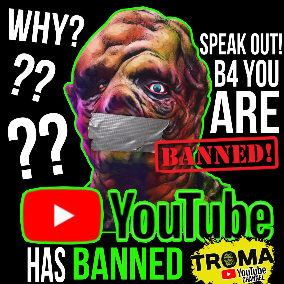 lloydkaufman's tweet photo. Pls contact @TeamYouTube to protest unfair ban of @Troma_Team 
THE MUSEUM OF MODERN ART AND MUSEUM OF THE MOVING IMAGE have premiered our movies. Oxford University and Cinematheque français have presented our movies! Plus lots more! It's @Troma_Team 's 50th yr coming up!! HELP!!! https://t.co/cV8DLDwNtq