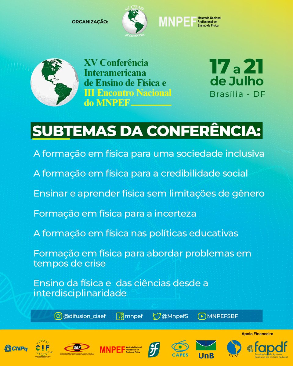 MnpefS's tweet photo. O maior evento de Ensino em Física contará com diversas conferências sobre temas atuais e relevantes.

Escolha a sua e venha prestigiar esse evento conosco. Será incrível! 🤩📚

#MNPEF #CIAEF #fisica #ensinodefisica #sociedadebrasileiradefisica #brasilia #unb https://t.co/KFgCzh8LNU
