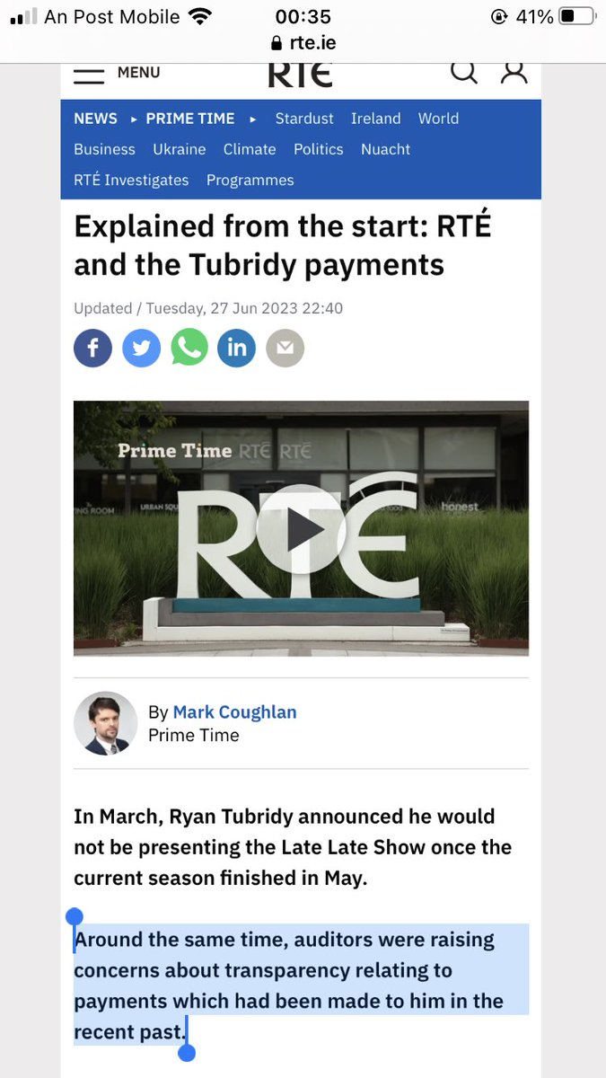 duzBme's tweet photo. RTÉ STATEMENT 
If RTÉ  cannot give exact date in March Ryan Tubridy told them he was leaving Late Late Show? Doesn’t give exact date the Auditors raised concerns over payments? 

‘Around same time’ doesn’t wash so I stopped reading. 

@JMcGuinnessTD #TCOIMH @paddycosgrave https://t.co/dZhbuKEIrV