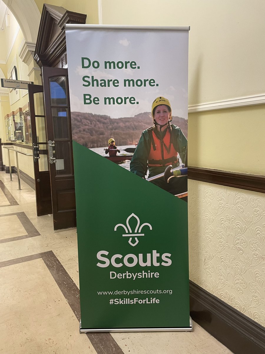 Lovely evening at @derbyshirescout AGM! First time wearing the new county necker and I saw the banners I designed 🤓👩🏻‍💻👌🏻