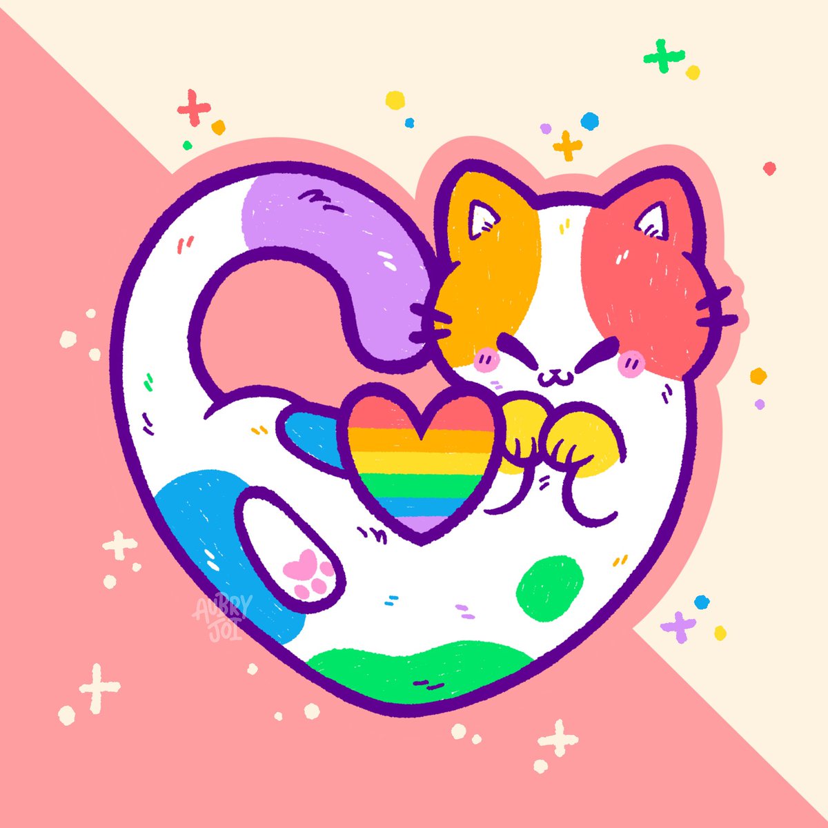 「Rainbow pride kitty 」|Aubo 🏳️‍⚧️のイラスト