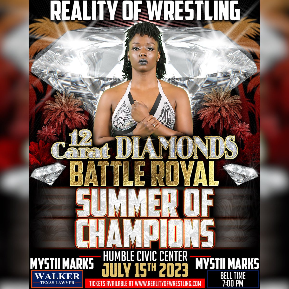 ‼️TALENT ANNOUNCEMENT‼️ The next competitor for this years 12 Women Battle Royal on Saturday, July 15th at Summer Of Champions IX is the returning @MystiiMarks LOCATION Humble Civic Center 8233 Will Clayton Pkwy, Humble, TX 77338 🎫 PICK YOUR SEATS 🎫 shorturl.at/disIV