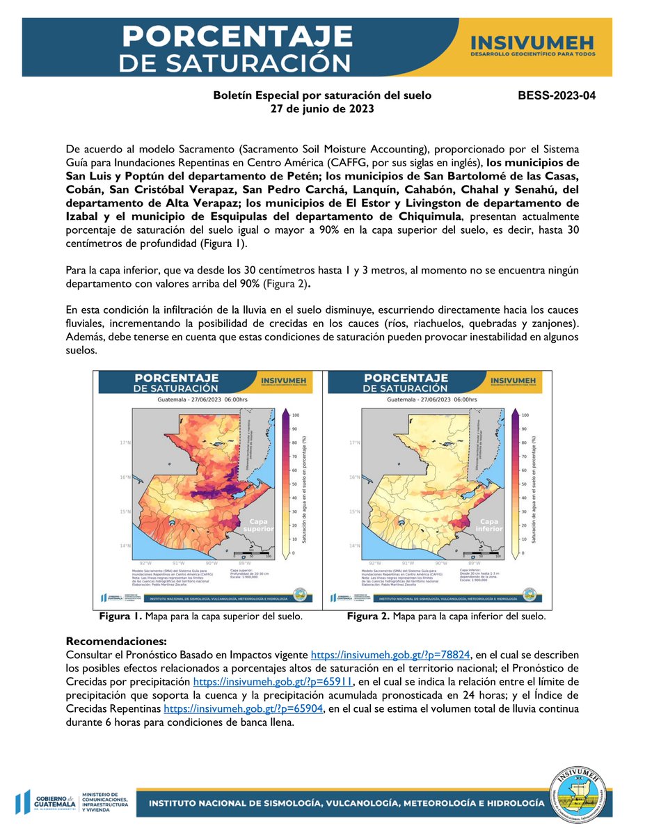CanalAntigua's tweet image. #CANoticias #ClimaGT 

El Insivumeh presenta boletín especial sobre saturación de agua en el suelo en regiones del Petén y Alta Verapaz.