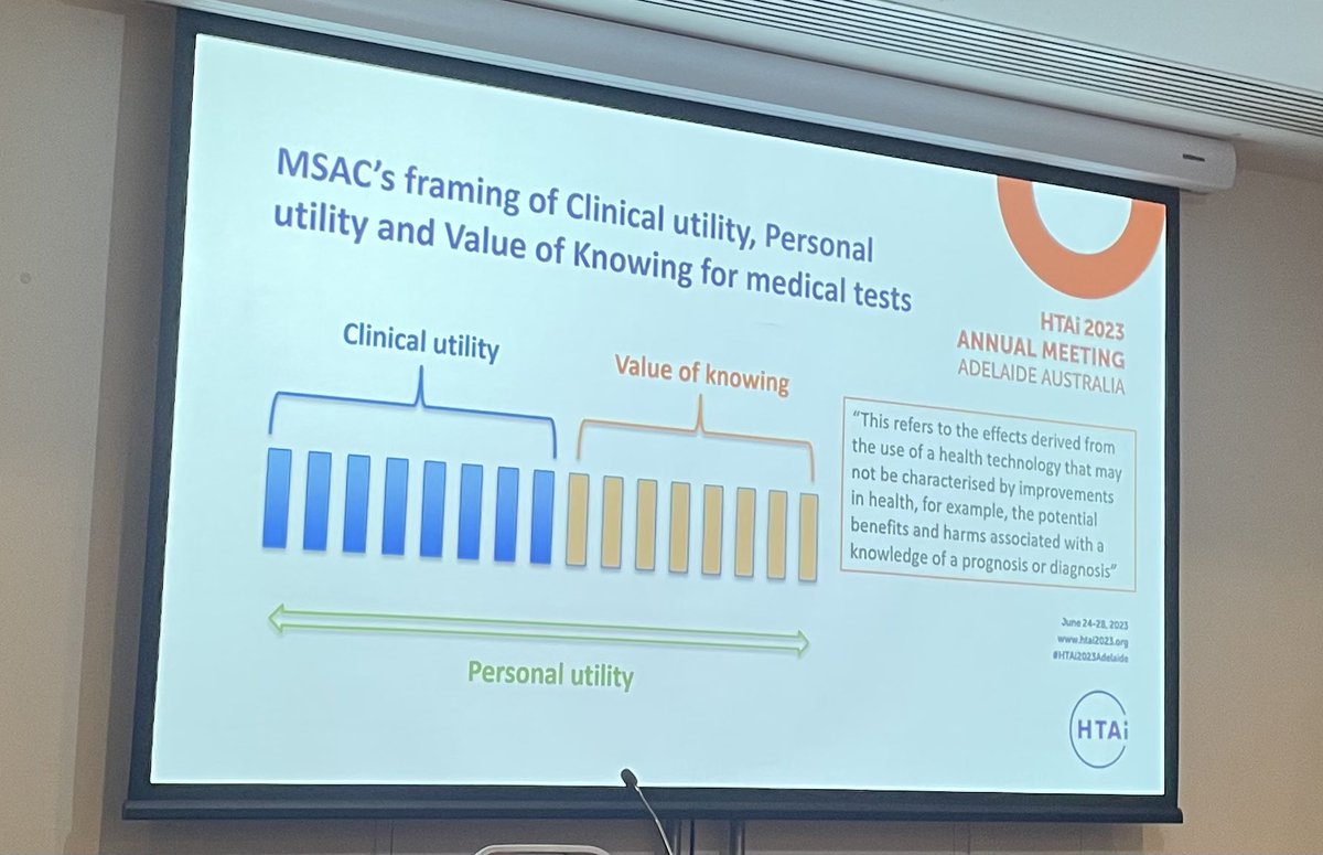 #HTAi2023Adelaide  Assoc Prof Sarah Norris talks about the Value of Knowing in new genetic and genomic testing #HTA @HTAiOrg  @sydFMH_EMCR @CPC_usyd @CPC_EMCR @WARC_USYD