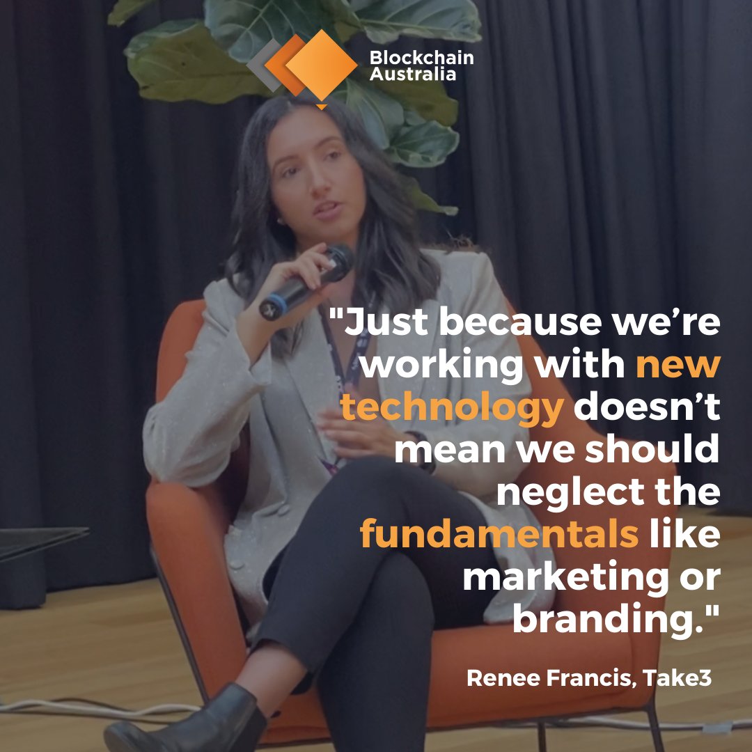 'Just because we’re working with new technology doesn’t mean we should neglect the fundamentals like marketing or branding.' - @reneefranciseth of @take3io on building a business on blockchain. 

#blockchaineducation #marketing #Web3marketing #BW2023
