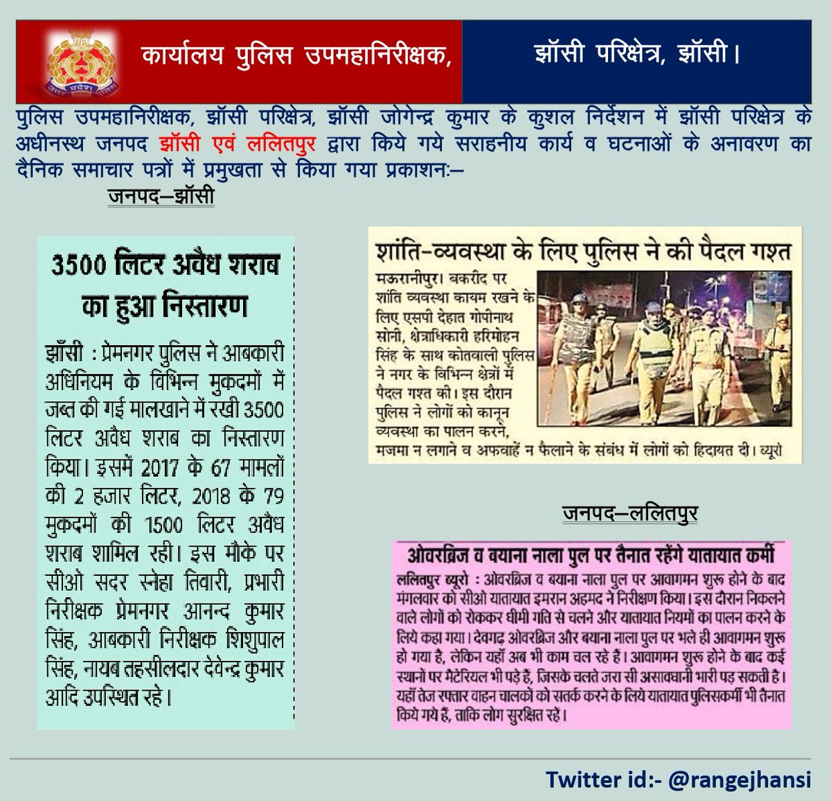 Print media Coverage of Good Work Done By Jhansi Range. #UPPolice
@Uppolice
@adgzonekanpur
@jhansipolice
@jalaunpolice
@lalitpurpolice