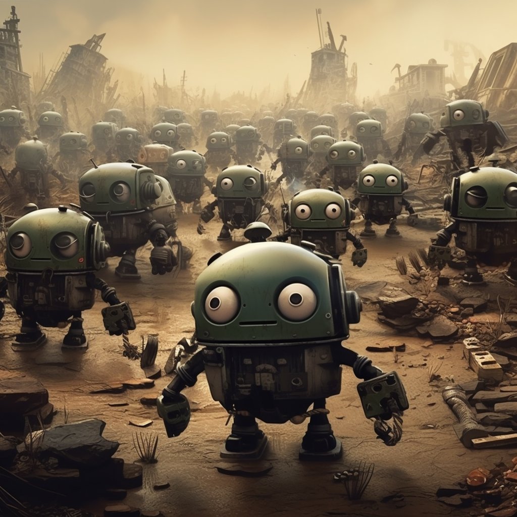 SeriousPikachu's tweet photo. @AI_disruptor @dashcammusic @jenin_maine @4rtofficial @kattlatte @bri_guy_ai @Cyberpopdreams @emaweirdd @aish0626 @foxtrotfrog @L4it7 Don't be afraid, they come in peace. 🤖 https://t.co/Or9T5aqtI6