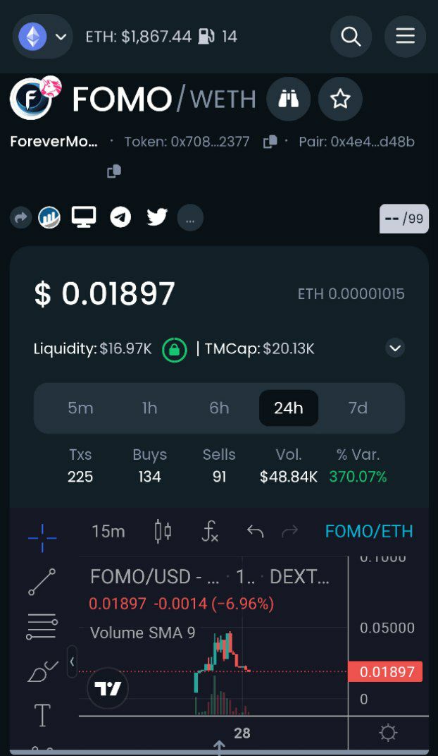 Dext Updated.. Thing of Beauty!! FOREVERMOON

#FOMO #FOREVERMOON #MONG #PEPE #WOJAK #4CHAN #ETH #ERC20