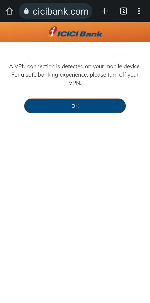 @ICICIBank This is so frustrating. Nowadays it is common to have VPN as companies force it. So practically your app is useless for us and we need to go back to laptops. Surprisingly, no other bank is torturing customers like this. @ICICIBank_Care