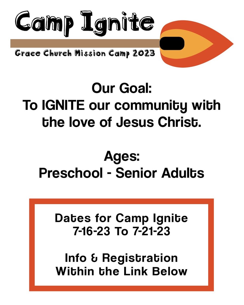 graceconcord_'s tweet photo. Camp IGNITE! 🔥
Please click on the links below to sign up! 

Adult Form: 
https://t.co/VIKbWpoSml

Child/Student Form: 
https://t.co/sw5wCtpmZE

#graceonfire #globalmethodist 
#graceconcord https://t.co/AOC7rJxawQ