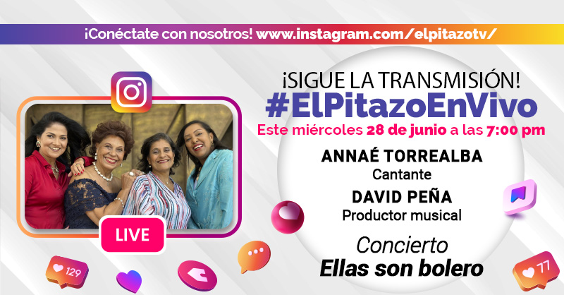 🎤🎶 Sigue la transmisión del #IGLive de <a href="/elpitazotv/">El Pitazo</a> este #28Jun, Tendremos como invitados a la cantante venezolana, <a href="/annaetorrealba/">Annaé Torrealba</a> y el productor musical, David Peña para hablar sobre su concierto "Ellas son bolero". 🇻🇪 ¡Te esperamos a las 7pm en nuestro perfil de Instagram!