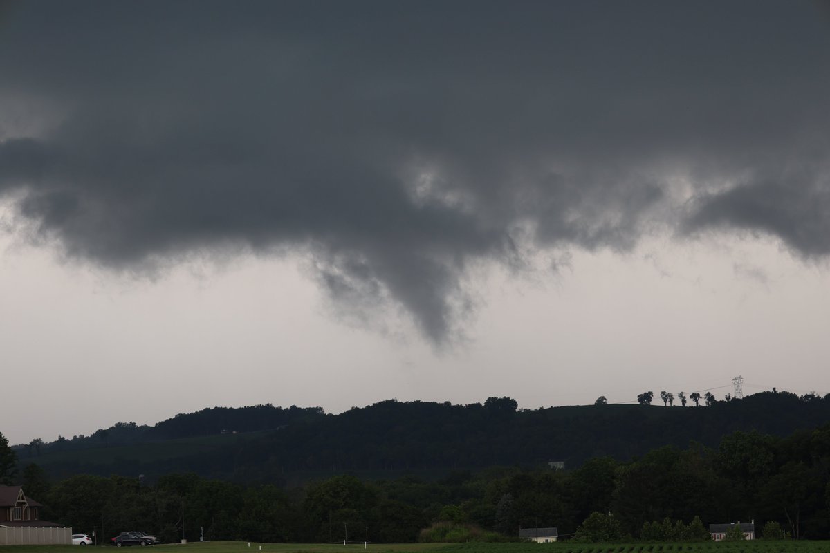 Just found out the tornado was confirmed south east of Riverton, PA and Belvidere, NJ. Didn't think it was on the ground at the time because it wasn't fully condensed and there probably wasn't much debris being lofted, but here's a photo I took of it. #pawx #njwx