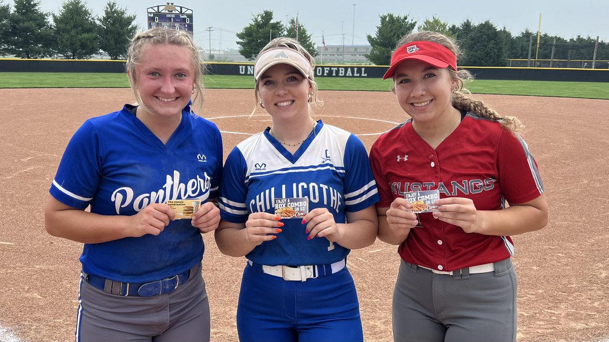 SOSAOhio's tweet photo. Six MVP awards from tonight’s Fifth Annual SOSA All-Star 🥎 games.

@ErinR_11: 2-3, 2 RBI
@madison_harrod: 1-3, RBI
@oliviadumm: CG, 6 K, RBI

@Ashlee_spence25: 1-2
@kendrahammonds4: 3-3, 2 3B, RBI
@CamrynSpruell: 5 IP, 9 K / 4-4, 2 HR, 5 RBI https://t.co/C1swIbsa9b