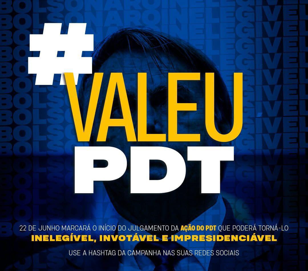 Após a leitura do voto do Ministro Benedito, passando pra avisar que ação foi movida pelo PDT. BOLSONARO INELEGÍVEL