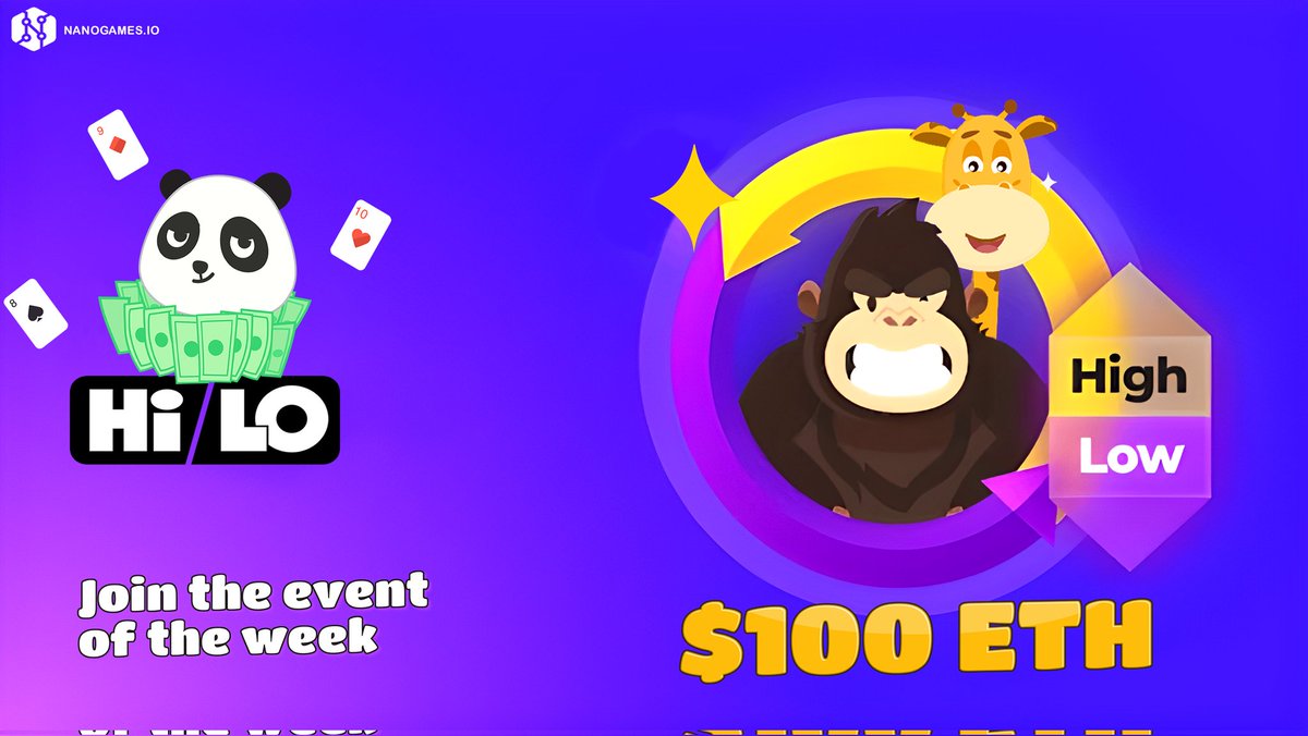 nanogamesio's tweet image. Our featured game of the week is "Hilo" 🕹

🏆$50 for 2 random players

✔Post a screenshot playing Hilo (CUB included)
✔Like + RT Using #Ethereum
✔Tag friends
🔺️Minimum VIP Allowed 10+

nanogames.io/hilo

⏳Ends 48 hours!

#BTC #BNB #USDT #TRX #LTC #ETH #Giveaway