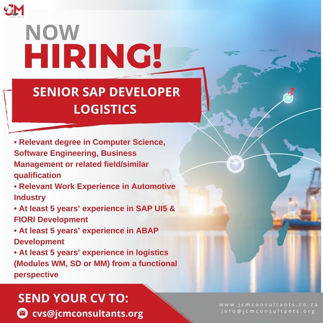 JCM_Consult's tweet image. Our client is looking to fill the position of Senior SAP Developer Logistics 

✅️ Based in Midrand/Menlyn/Rosslyn/Home Office rotation
✅️ Contract position 
✅️ Salary negotiable 

Please email CV&apos;s directly to cvs@jcmconsultants.org 

#sapdeveloper #logistics