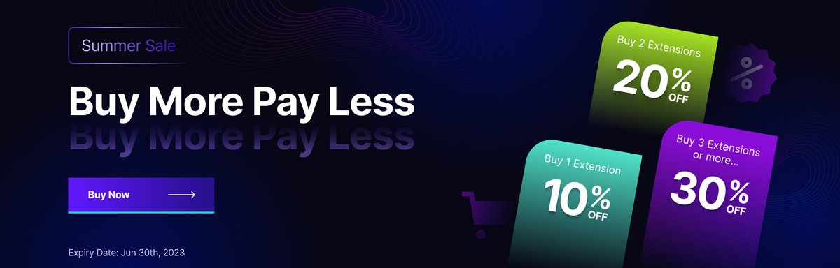 magezonvn's tweet image. 💥Hot Deal: Up to 30% Off All Extensions🔥

👉Get 10% off for 1 paid extension, 20% off for 2 paid extensions, and 30% off for 3 and more paid extensions. 
👉 Time: June 28 - 30, 2023 (GMT+7) 
⚡️ Purchase now: bit.ly/3D934Db

#magezon #Magento2Extension #Summersale2023