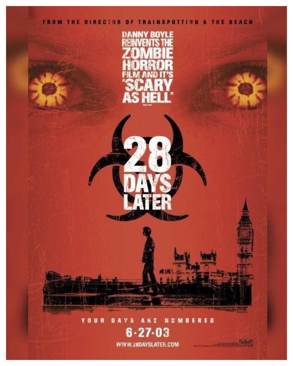 20 Years #28DaysLater Starring: #CillianMurphy #NaomieHarris #BrendanGleeson #MeganBurns #ChristopherEccleston #NoahHuntley #StuartMcQuarrie Directed By: #DannyBoyle 🧟‍♂️
 
#WreckLeaguePodcast