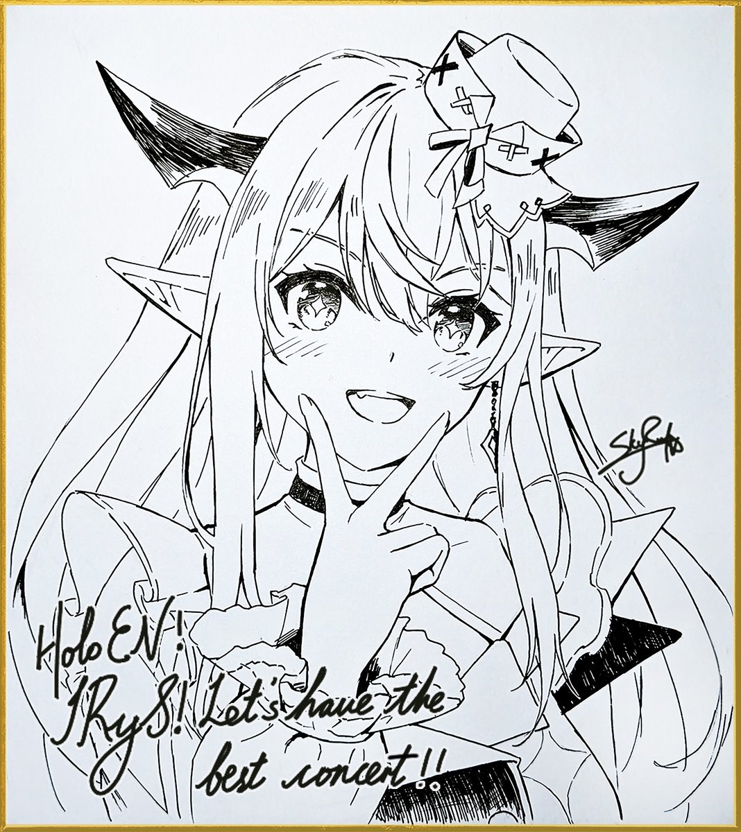 Only a few days left till HoloEN concert in LA! Can't wait to watch it! I summitted this drawing as a digital message, and here is a high res shot~  *The original shikishi (w/o text overlay) will be up for sell in Anime Expo Artist Alley D14 #IRySart #IRyS #holoENConnect