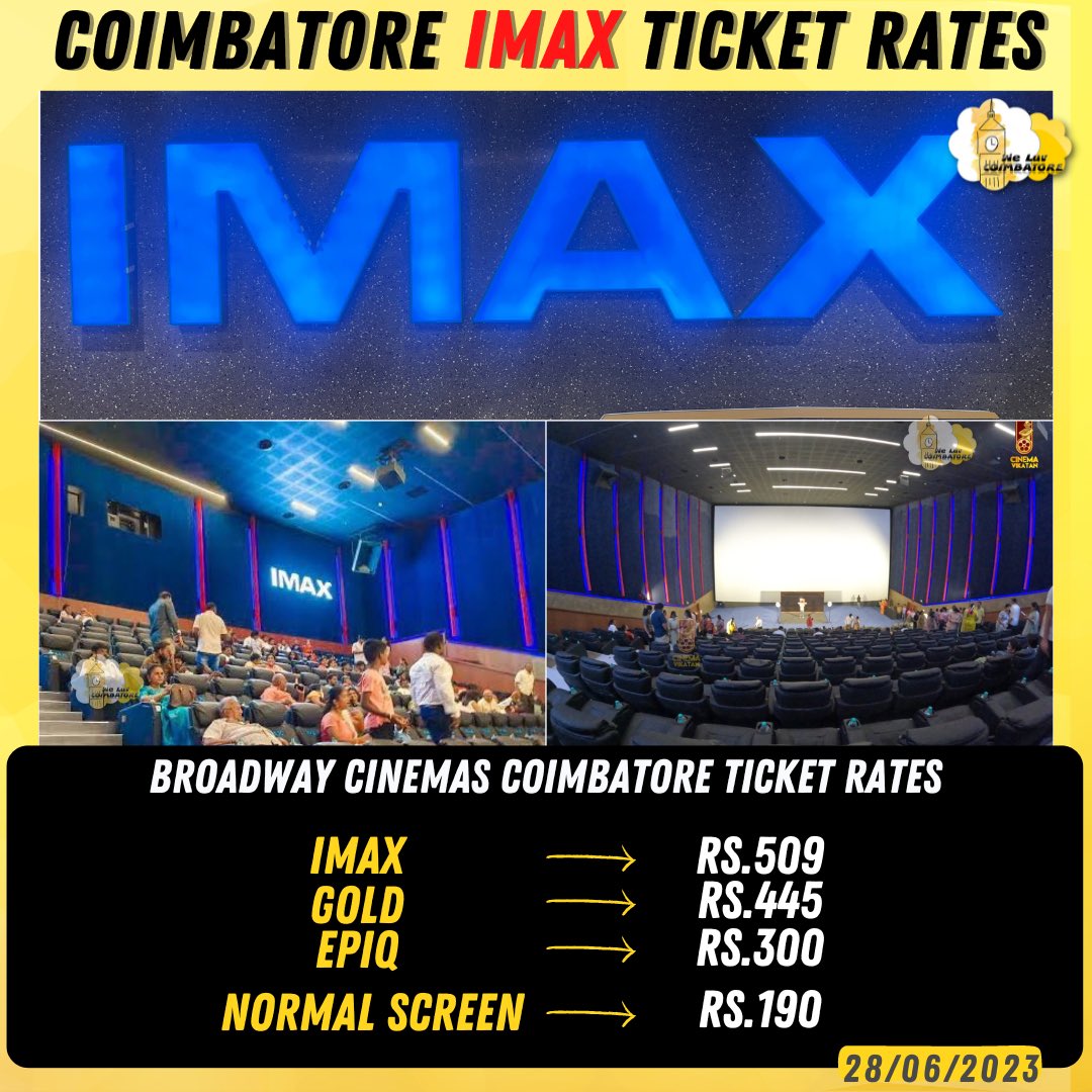 Coimbatore Imax Screen Ticket Price is Rs.509 🙏🏼

#Broadway #Coimbatore #Weluvcoimbatore