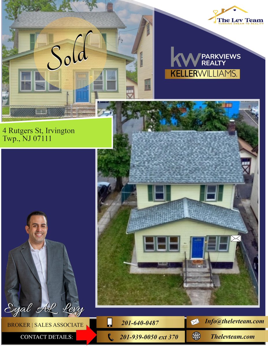 Yours could be next!
#eyalallevy #kwparkviews #kw
#kellerwilliams
#turningdreamtoreality #realtor #forsale #agent #newjersey #listingagent #topagent #sellersagent #essexcounty #success #sold #topagentmagazine #sellersmarket #playhardworkhand #realestate #houseforsale