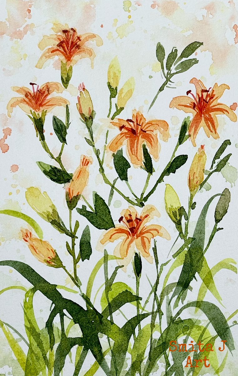 Graceful tiger lily,
Nature's fiery charm 🌺

#watercolorflorals #watercolorfloral #watercolor #loosefloralartist #loosebrushstrokes #loosefloraldesign #loosefloralart #watercolorfloral #floralart #floral #lilies #lily