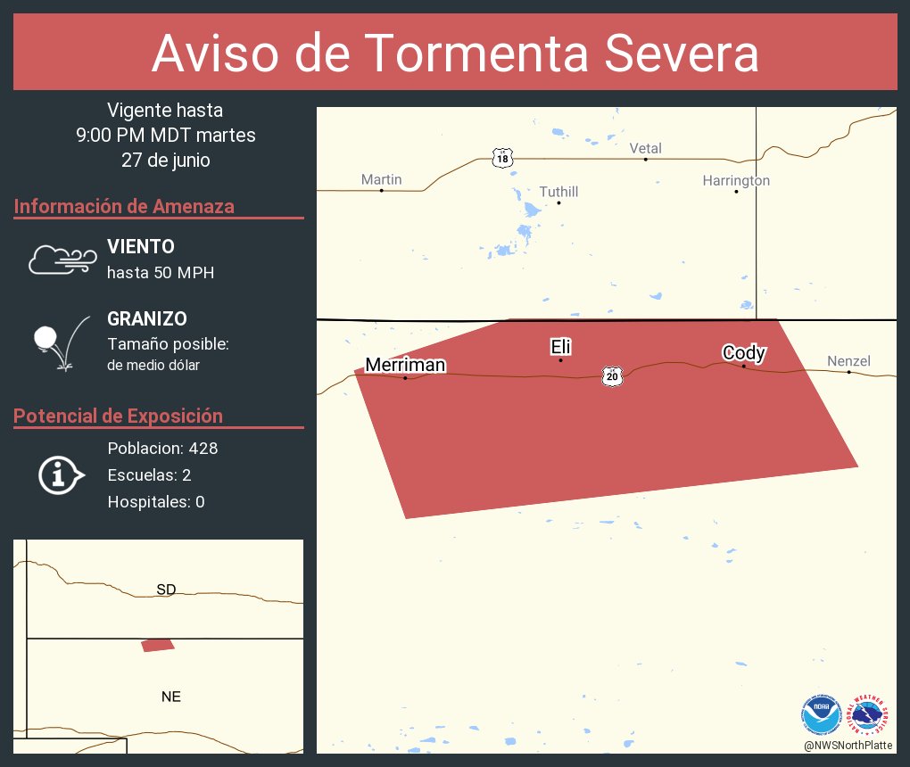 NWS North Platte on Twitter "Aviso de Tormenta Severa incluye Cody NE