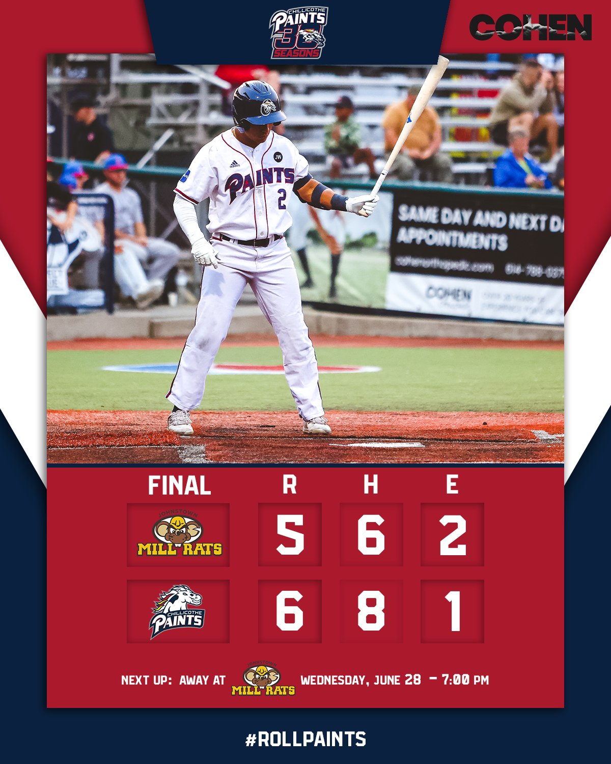 Chillicothe Paints🏆🏆🏆 on Twitter "PAINTS WWWWWWWIN! Tim Orr triples to