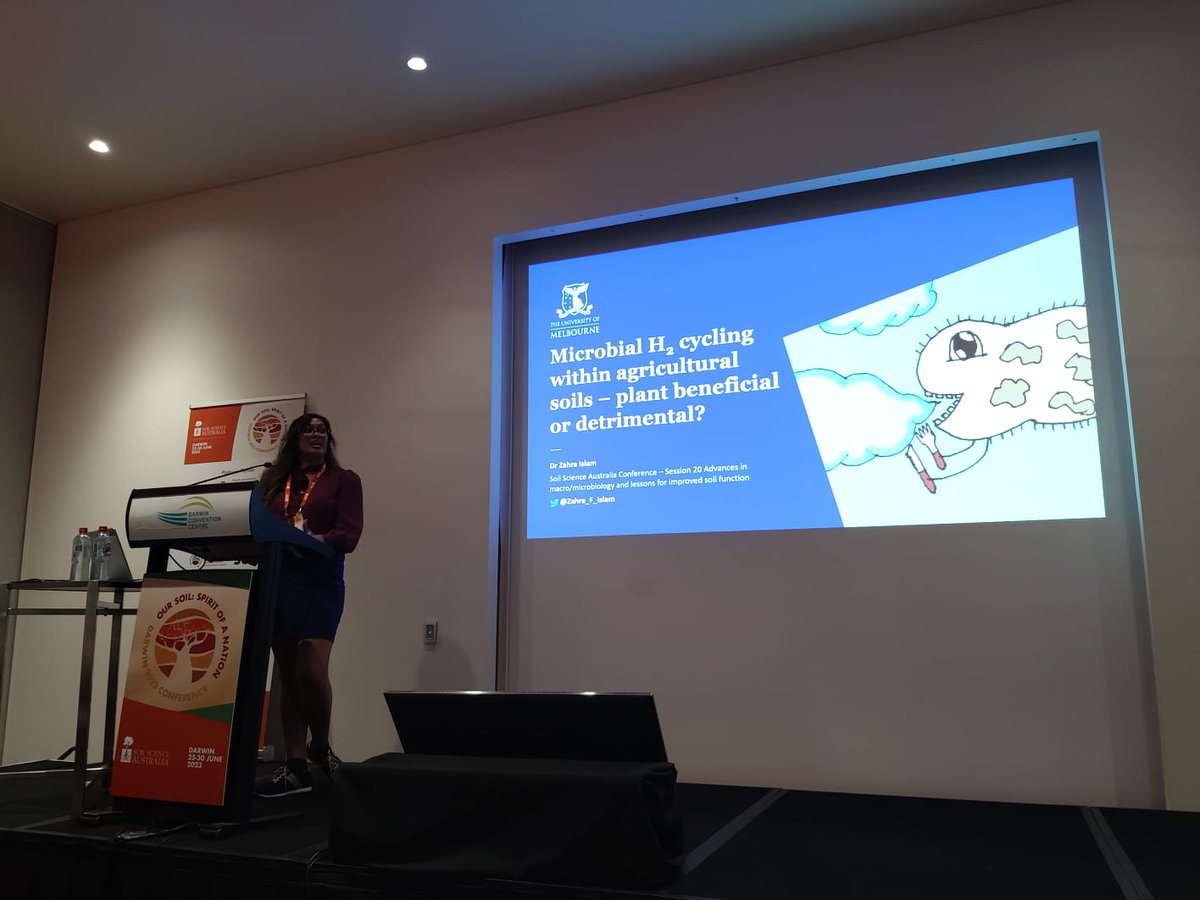 Very excited to have given this talk on why we should care about #H2cycling in #agriculture at #soilsconfereneau! It was great to hear that this work is of interest! #ecrchat @FertiliserHub @SciMelb @SoilScienceAust