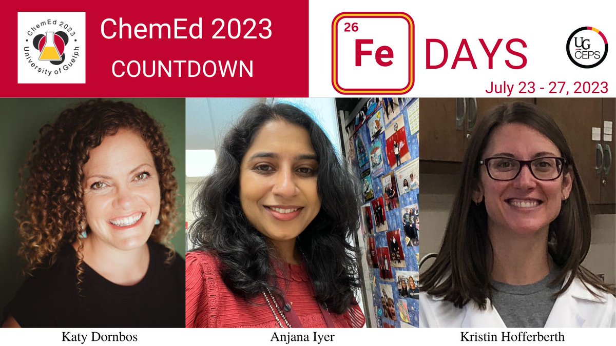 The Iron reason to come to ChemEd... to see today's three featured presenters: Katy Dornbos, Anjana Iyer, and Kristin Hofferberth!  We can't wait for their fantastic presentations!