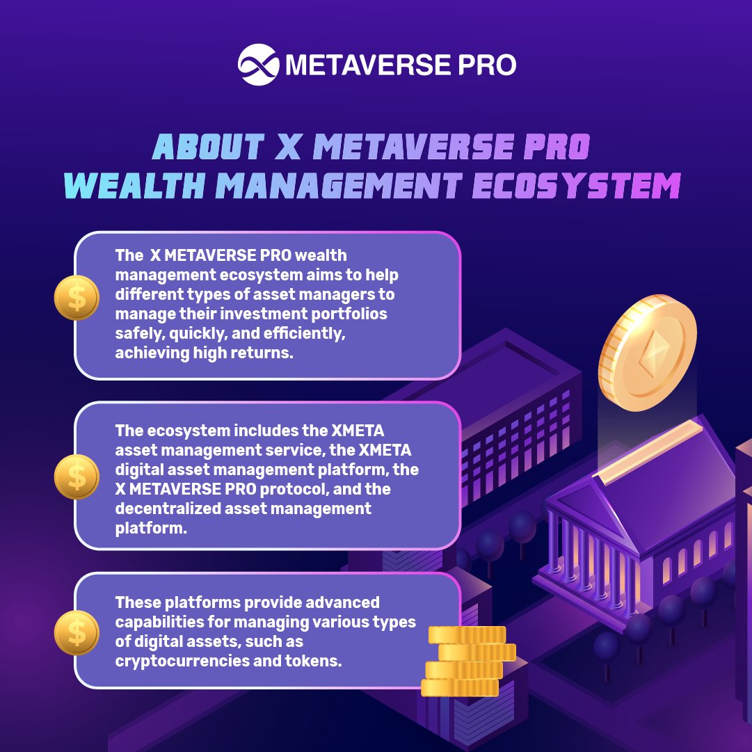 XMetaversePro's tweet photo. Introducing XMETAVERSE PRO Wealth Management Ecosystem! 💼💰
Experience a new dimension of financial empowerment with our innovative platform. Join us on this transformative journey towards financial prosperity! 🚀💪🌐
#xmetaversepro #xmetadefi #xmetaexchange #xmetaworld https://t.co/greSfJgmHx