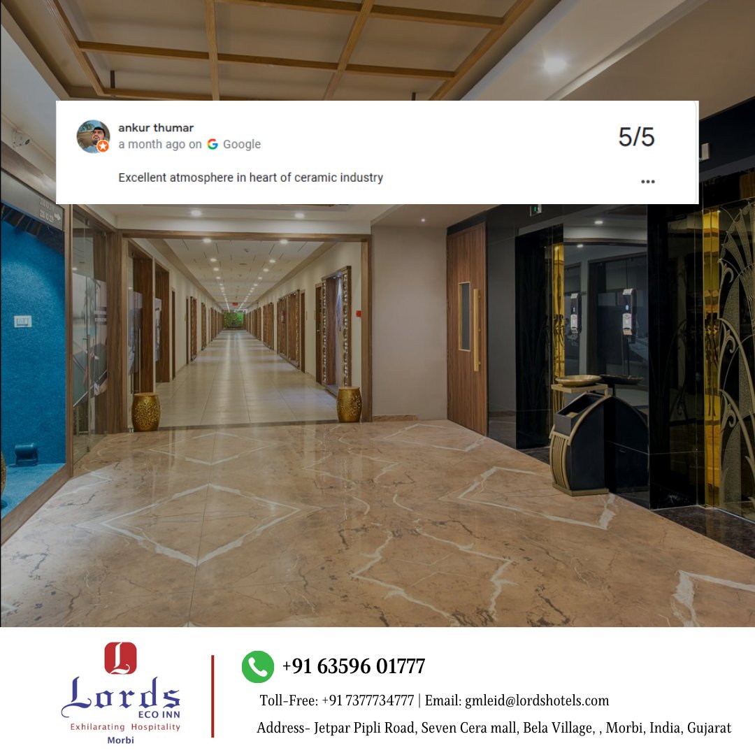 Thank you for taking the time to write such valuable feedback. Looking forward to being at your service again.

#LordsHotels #tripadviser #guestreview #guestfeedback #satisfaction #staycation #morbi  #hotelstay #perfectdestination #comfortstay  #staycation #b