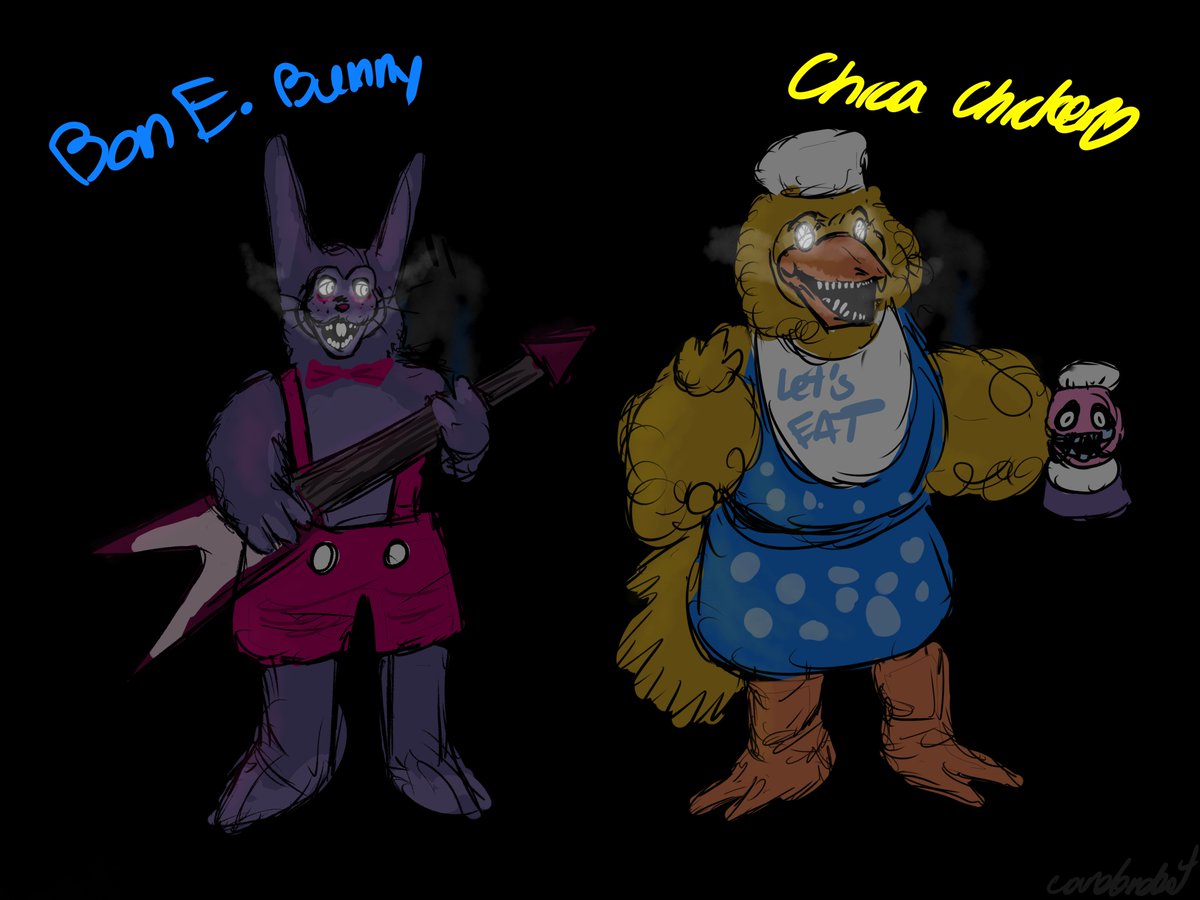 with the #FNAF movie trailer out i went ahead and made some concepts for my bonnie and chica designs