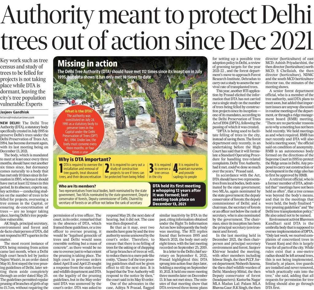 BhavreenMK's tweet photo. #DPTA, body that has been mandated to meet at least once every 3 months should hv met at least 112 times but actually met only 10 times since its formation in 1995;
As a result, authority has become dormant, leaving tree preservation vulnerable to exploitation! @ArvindKejriwal https://t.co/9zbWpjySsf