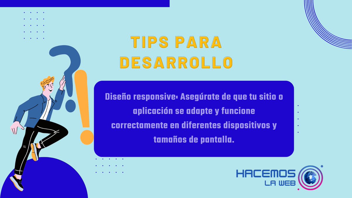 mauromiranda82's tweet image. Diseño responsivo: que tus sitios sean accesibles en todos los dispositivos. El diseño responsivo garantiza una experiencia de usuario fluida en computadoras de escritorio, tablets y smartphones.

#DesarrolloWeb #Programación #TipsWeb #ComunidadDeDesarrolladores