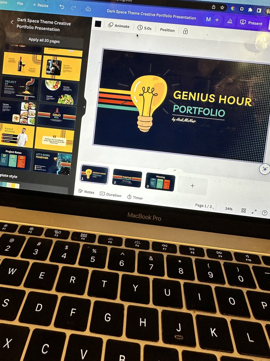 I love the idea of utilizing @canva for learners to create digital portfolios to showcase their #geniushour journey.  Makes so much sense! #passionprojects #ameaningfulmess #teaching #k12 #classroomideas