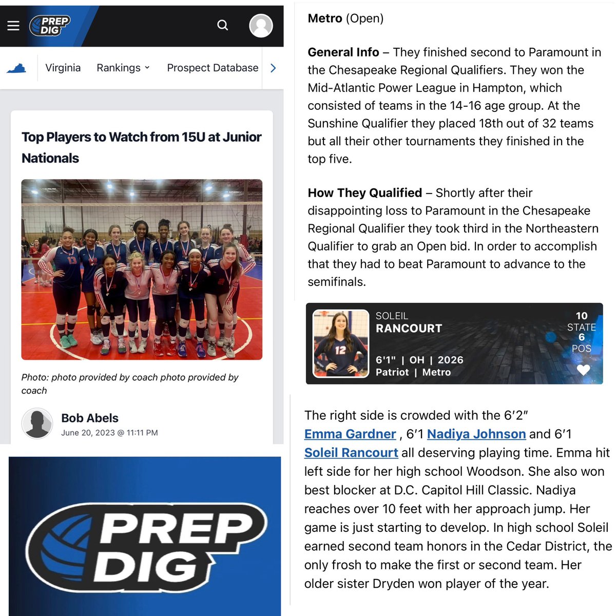 Soleil Rancourt Volleyball 2026 (@soleilrancourt) on Twitter photo Metro 15 Travel begins competing tomorrow in Chicago at the <a href="/usavolleyball/">USA Volleyball</a> National Championship in 15 Open. Thank you for the mention <a href="/PrepDigVA/">Prep Dig Virginia</a>. Let’s Go Metro 15T ♥️💙🏐
<a href="/MetroVBCofDC/">カナイ ハルカ</a> <a href="/wonkamanvb/">Robert Abels</a> #classof2026 #volleyball #pinhitter Metro 15 Travel begins competing tomorrow in Chicago at the <a href="/usavolleyball/">USA Volleyball</a> National Championship in 15 Open. Thank you for the mention <a href="/PrepDigVA/">Prep Dig Virginia</a>. Let’s Go Metro 15T ♥️💙🏐
<a href="/MetroVBCofDC/">カナイ ハルカ</a> <a href="/wonkamanvb/">Robert Abels</a> #classof2026 #volleyball #pinhitter