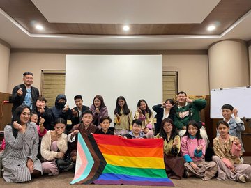 YouthDeliver's tweet photo. Lead consultant and member of @BhutanPride 🌈 @aatish_gurungg used storytelling and digital organizing to support the "Beyond Blue and Pink" cause and advance #LGBTQIA+ rights and #GenderEquality in 🇧🇹. https://t.co/oYetSdBQTH