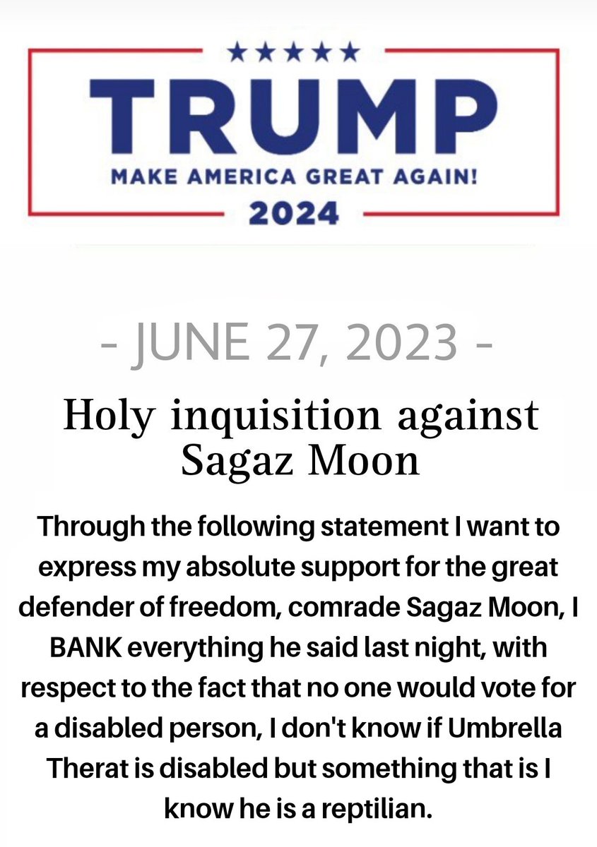 Official statement of the real 46th president of America, Donald J. Trump.