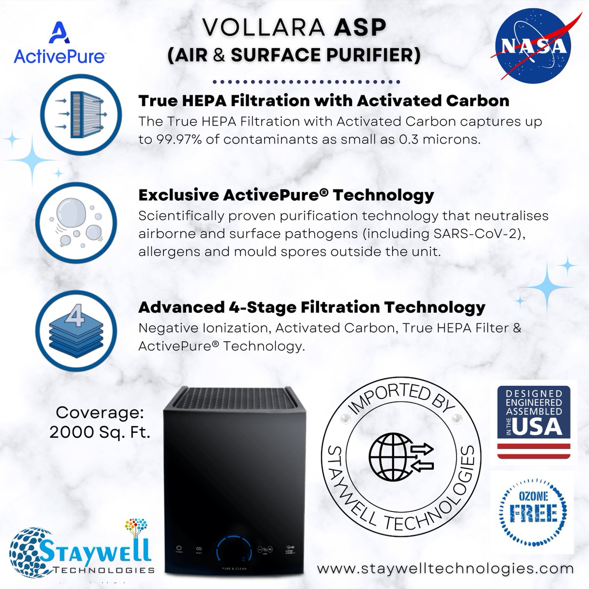 StaywellTech's tweet photo. ActivePure® air &amp; surface purifiers are designed to support any space with the superior protection against viruses, bacteria, allergens, and VOCs from the surrounding air &amp; surfaces.
#Activepure 
#Vollara
@vollara @ActivePure_ 
https://t.co/SPUMAsoirN https://t.co/KHW6cx58o2